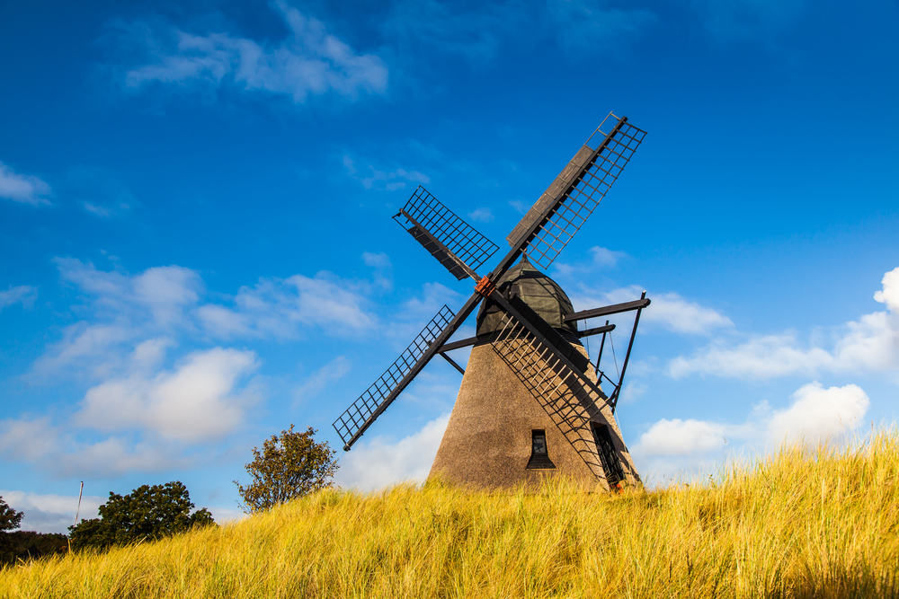 Historic Danish windmill in Skagen, Northern Denmark,