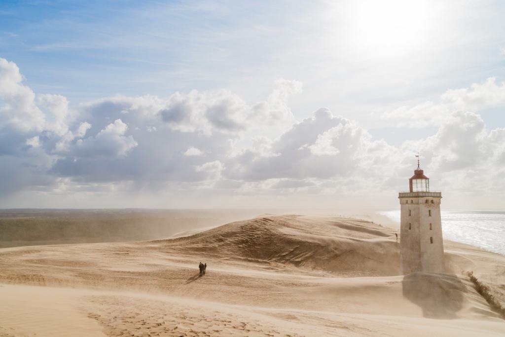 Sandstorm at the lighthouse Rubjerg Knude in North Jutland,