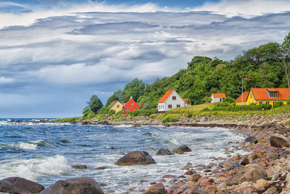 View of a typical danish houses on Bornholm, near Hasle and Jons Kappel